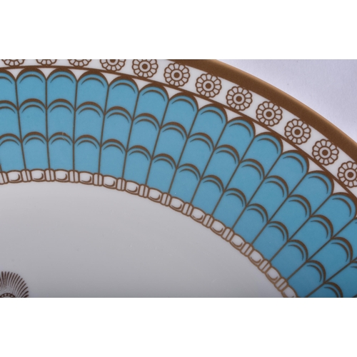 292 - A LOVELY SET OF TWELVE SPODE IMPERIAL PLATES OF PERSIA PLATES painted with a turquoise and gilt band... 