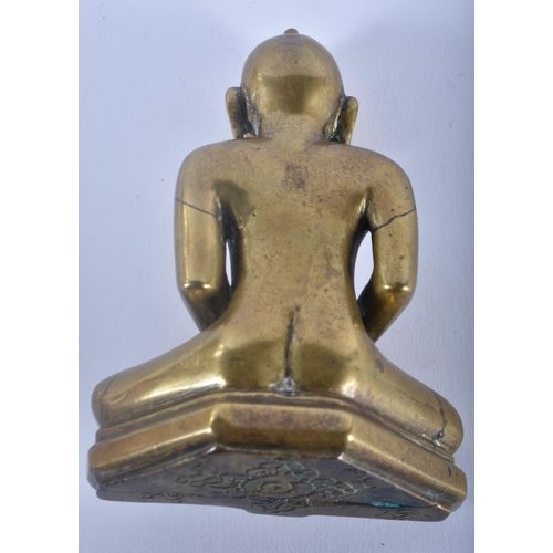 302 - A FINE 17TH/18TH CENTURY INDIAN BRONZE FIGURE OF A SEATED BUDDHA modelled with beautifully carved fe... 