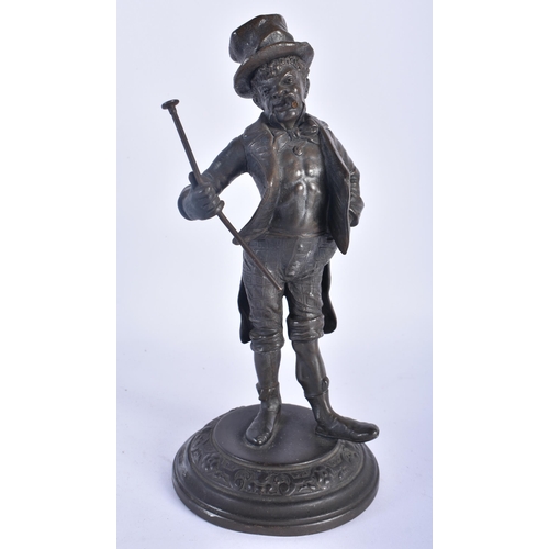 327 - A VERY RARE 19TH CENTURY NOVELTY COUNTRY HOUSE TABLE LIGHTER formed as a Nubian dandy holding a staf... 