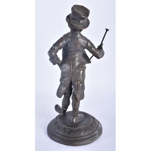 327 - A VERY RARE 19TH CENTURY NOVELTY COUNTRY HOUSE TABLE LIGHTER formed as a Nubian dandy holding a staf... 