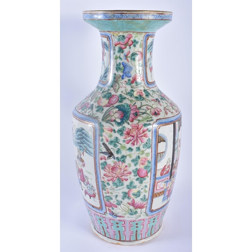 344 - A LARGE 19TH CENTURY CHINESE FAMILLE ROSE PORCELAIN VASE Qing, painted with figures within landscape... 