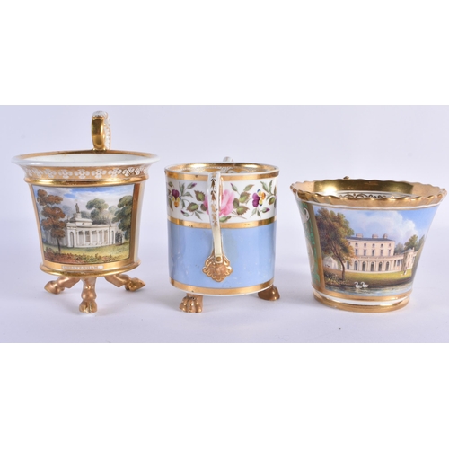 34 - TWO EARLY 19TH CENTURY CHAMBERLAINS WORCESTER LANDSCAPE CUPS one painted with a view of Frogmore, to... 
