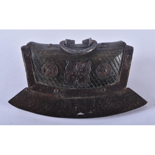 353 - TWO 18TH/19TH CENTURY TIBETAN BRONZE AND IRON TINDER POUCHES Mechag or Chuckmuck. Largest 12 cm x 10... 