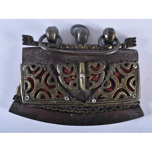 353 - TWO 18TH/19TH CENTURY TIBETAN BRONZE AND IRON TINDER POUCHES Mechag or Chuckmuck. Largest 12 cm x 10... 