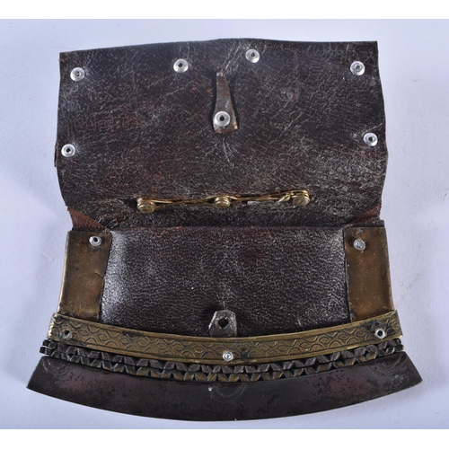 353 - TWO 18TH/19TH CENTURY TIBETAN BRONZE AND IRON TINDER POUCHES Mechag or Chuckmuck. Largest 12 cm x 10... 