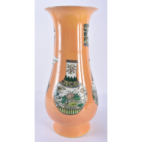 363 - A LARGE EARLY 20TH CENTURY CHINESE IMPERIAL YELLOW FAMILLE VERTE VASE Late Qing/Republic, bearing Yo... 