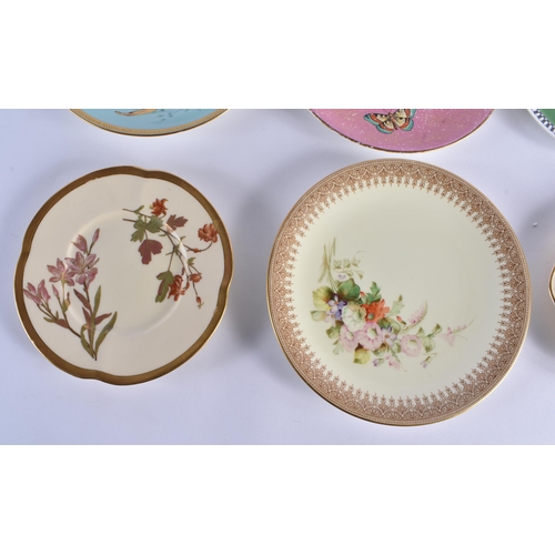 37 - SIX ROYAL WORCESTER AESTHETIC MOVEMENT PORCELAIN PLATES in various forms and designs. 23cm wide. (6)
