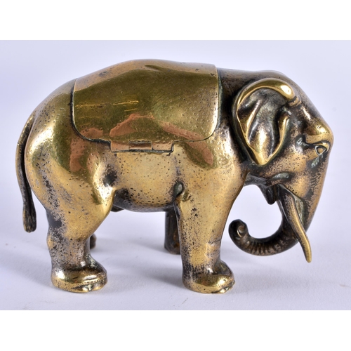 374 - A RARE LARGE 19TH CENTURY EUROPEAN BRONZE ELEPHANT FORM VESTA CASE modelled in a roaming stance. 9.5... 