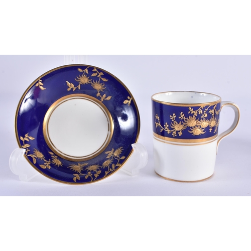 38 - A GRAINGER'S WORCESTER RETICULATED CUP AND SAUCER together with a Graingers blue cup & saucer & a Gr... 