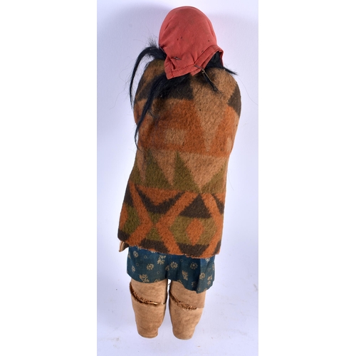 383 - A NATIVE AMERICAN TRIBAL FELT EMBROIDERED DOLL together with an unusual tribal rope twist doll. Larg... 