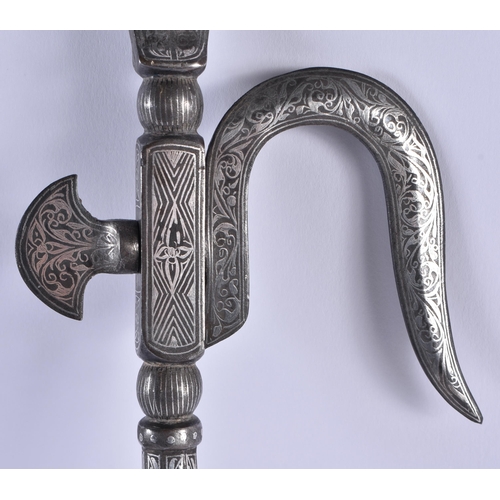 389 - A RARE AND FINE 19TH CENTURY INDIAN SILVER INLAID BRONZE ANKUS Elephant Goad, decorated with foliage... 