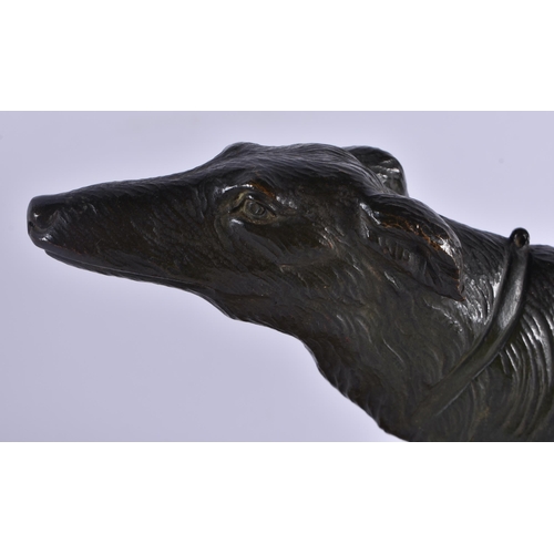 412 - French School (C1920) Manner of Louis Albert Carvin (1875-1951), Bronze & Marble, Borzoi dog. 40 cm ... 