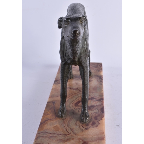 412 - French School (C1920) Manner of Louis Albert Carvin (1875-1951), Bronze & Marble, Borzoi dog. 40 cm ... 