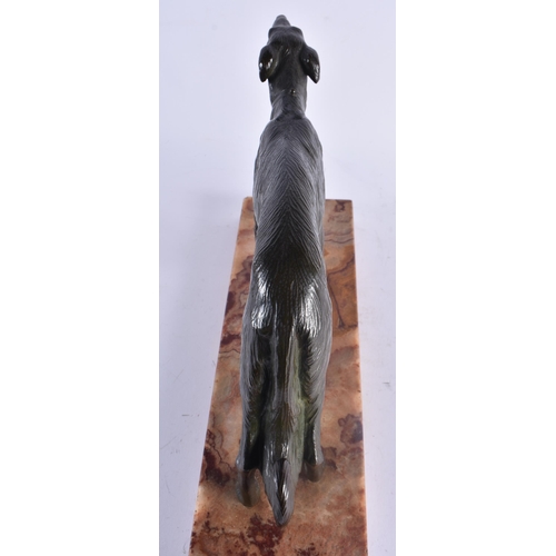 412 - French School (C1920) Manner of Louis Albert Carvin (1875-1951), Bronze & Marble, Borzoi dog. 40 cm ... 