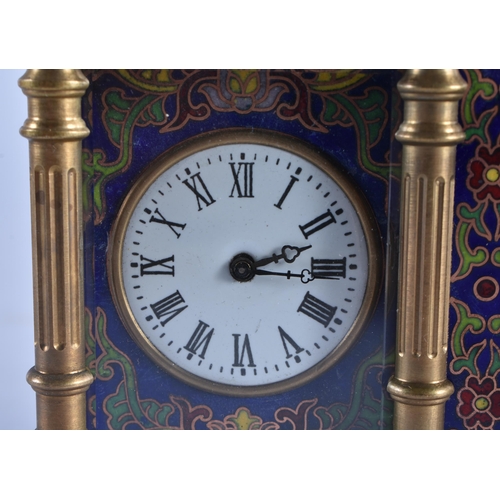 419 - A CONTINENTAL BRONZE AND CHAMPLEVE ENAMEL CLOCK BAROMETER together with an imitation shagreen cased ... 