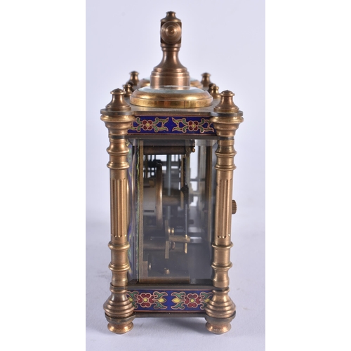 419 - A CONTINENTAL BRONZE AND CHAMPLEVE ENAMEL CLOCK BAROMETER together with an imitation shagreen cased ... 