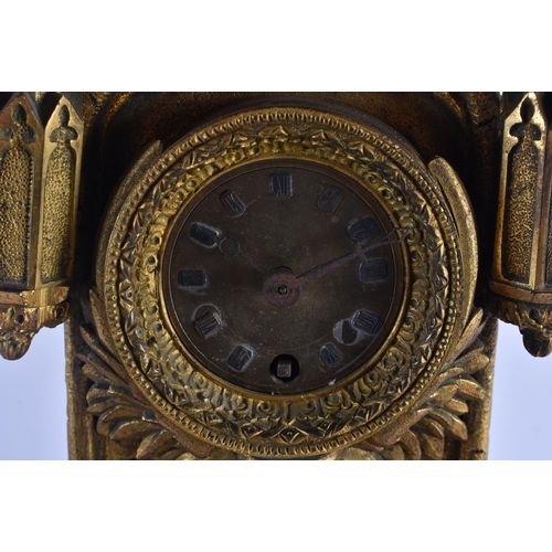 428 - A RARE LARGE 19TH CENTURY GILT BRONZE GOTHIC CHURCH MANTEL CLOCK formed with figures and gargoyles. ... 