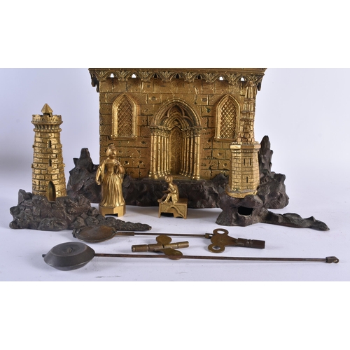 428 - A RARE LARGE 19TH CENTURY GILT BRONZE GOTHIC CHURCH MANTEL CLOCK formed with figures and gargoyles. ... 