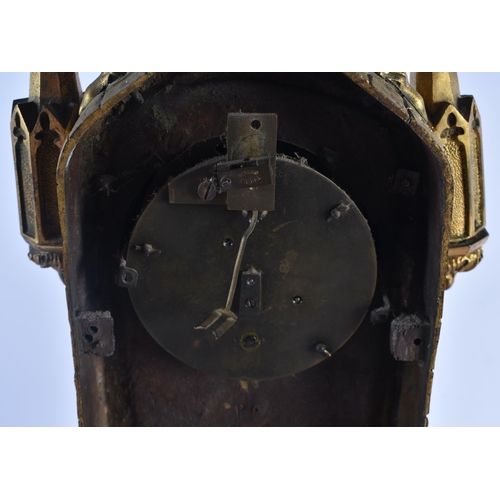 428 - A RARE LARGE 19TH CENTURY GILT BRONZE GOTHIC CHURCH MANTEL CLOCK formed with figures and gargoyles. ... 