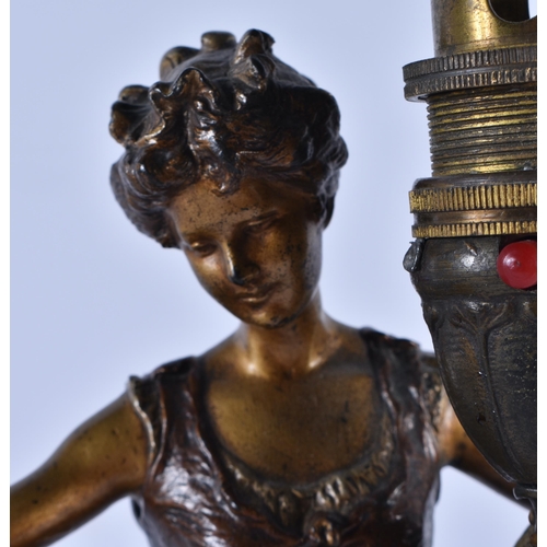 443 - A RARE LARGE LATE 19TH CENTURY AUSTRIAN COLD PAINTED BRONZE FIGURAL LAMP by Franz Xavier Bergmann. 2... 