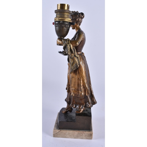 443 - A RARE LARGE LATE 19TH CENTURY AUSTRIAN COLD PAINTED BRONZE FIGURAL LAMP by Franz Xavier Bergmann. 2... 