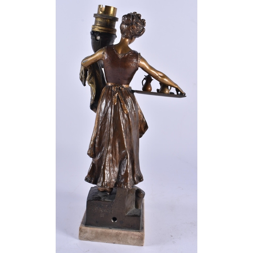 443 - A RARE LARGE LATE 19TH CENTURY AUSTRIAN COLD PAINTED BRONZE FIGURAL LAMP by Franz Xavier Bergmann. 2... 