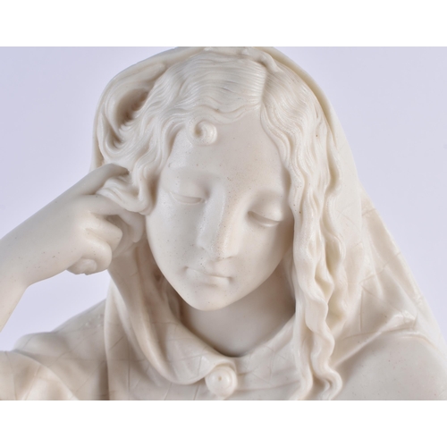 45 - A LARGE 19TH CENTURY KERR & BINNS WORCESTER PARIAN WARE FIGURE OF A SLEEPING FEMALE modelled resting... 