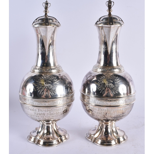 450 - A RARE LARGE 19TH CENTURY ELKINGTON & CO GOTHIC REVIVAL SILVER PLATED CHURCH SET St Pauls Presbyteri... 