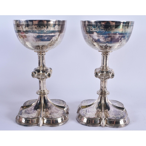 450 - A RARE LARGE 19TH CENTURY ELKINGTON & CO GOTHIC REVIVAL SILVER PLATED CHURCH SET St Pauls Presbyteri... 