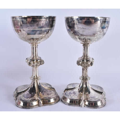 450 - A RARE LARGE 19TH CENTURY ELKINGTON & CO GOTHIC REVIVAL SILVER PLATED CHURCH SET St Pauls Presbyteri... 