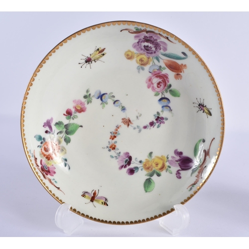50 - A FINE 18TH CENTURY WORCESTER COFFEE CUP AND SAUCER painted by James Giles with foliage and insects.... 