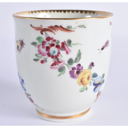 50 - A FINE 18TH CENTURY WORCESTER COFFEE CUP AND SAUCER painted by James Giles with foliage and insects.... 