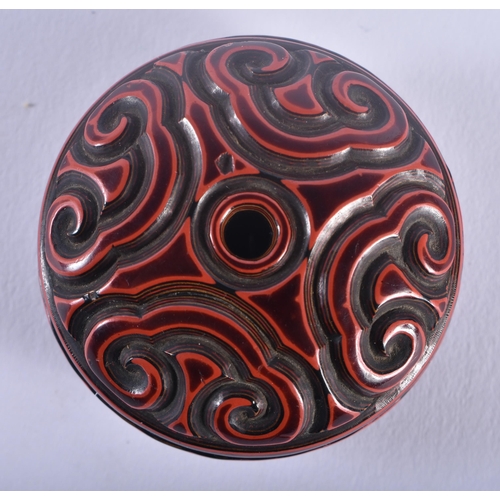 511 - AN 18TH/19TH CENTURY JAPANESE EDO PERIOD CARVED NEGORO GURI LACQUER NETSUKE formed in a Chinese tixi... 