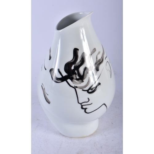 529 - A LOVELY ROSENTHAL CLASSIC ROSE JEAN COCTEAU VASE painted with abstract portraits. 21 cm high. Note:... 