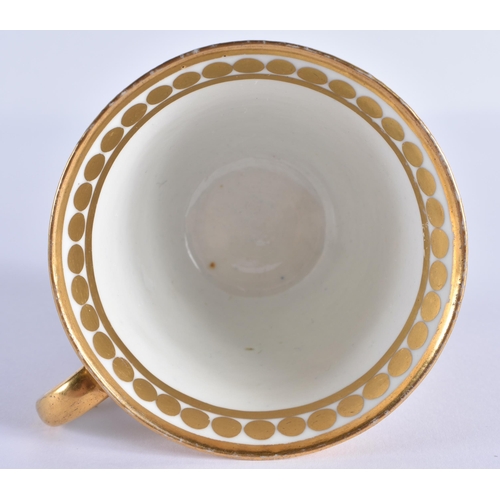 5 - AN EARLY 19TH CENTURY CHAMBERLAINS WORCESTER CUP AND SAUCER painted with brown landscapes. 13 cm dia... 