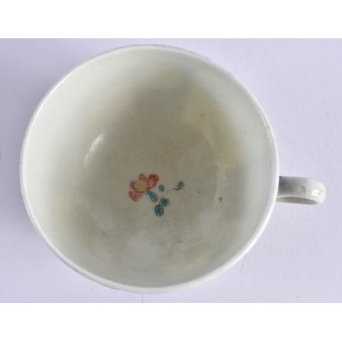 53 - AN 18TH CENTURY WORCESTER TEACUP AND SAUCER painted with the Sir Joshua Reynolds pattern. 11.5 cm di... 