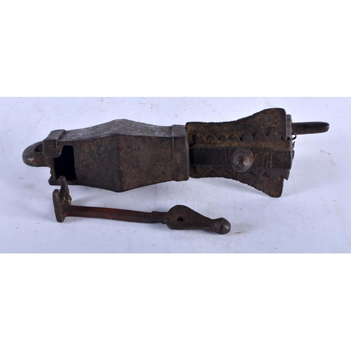 536 - AN EARLY IRON LOCK. 34 cm long.