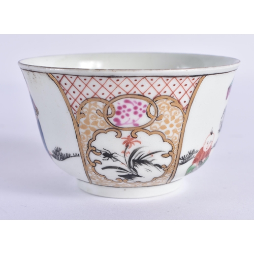54 - A FINE 18TH CENTURY WORCESTER TEABOWL AND SAUCER painted in the Chinese Export style. 10.5 cm diamet... 