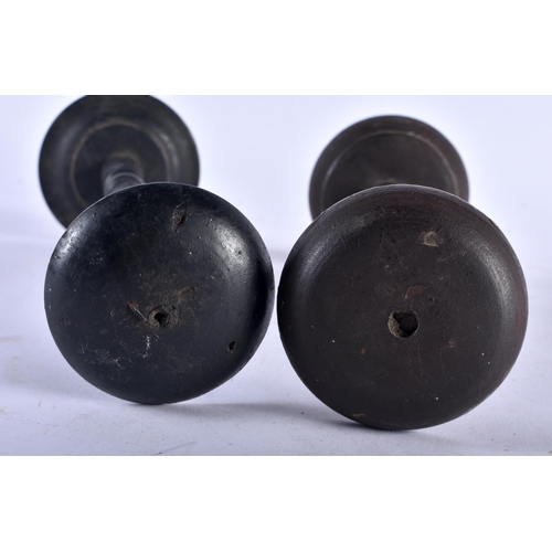 545 - A PAIR OF ANTIQUE MILLINERY HAT STANDS. Largest 29 cm high.