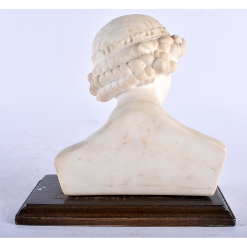 549 - AN ANTIQUE GRAND TOUR CERAMIC BUST. 15 cm x 15 cm.