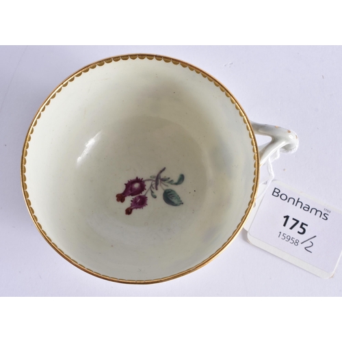55 - AN 18TH CENTURY WORCESTER PORCELAIN TEACUP AND SAUCER Attributed to James Giles, painted with flower... 