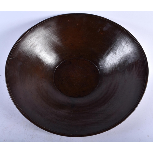 551 - A LARGE FRUITWOOD TREEN BUTTER BOWL. 35 cm diameter.