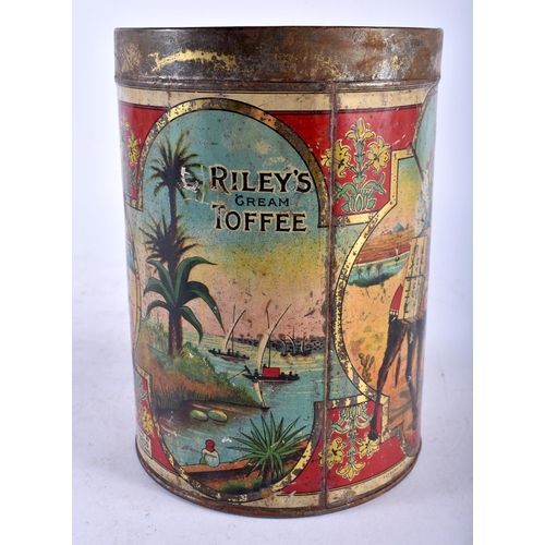 553 - A RARE VINTAGE RILEYS CREAM TOFFEE TIN. 17 cm x 12 cm.