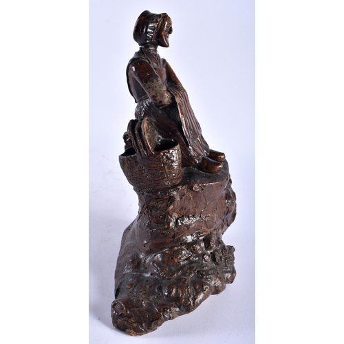 561 - A CHARMING 18TH/19TH CENTURY CONTINENTAL CARVED WOOD MATCH HOLDER formed as a female on a stump. 26 ... 