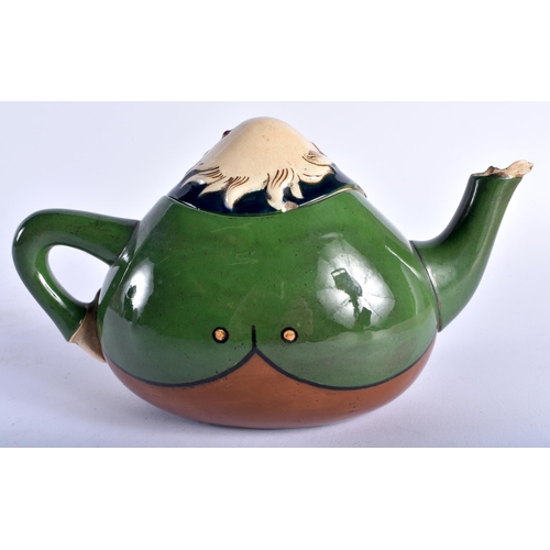 564 - A FOLEY INTARSIO NOVELTY TEAPOT AND COVER. 18cm x 12 cm.