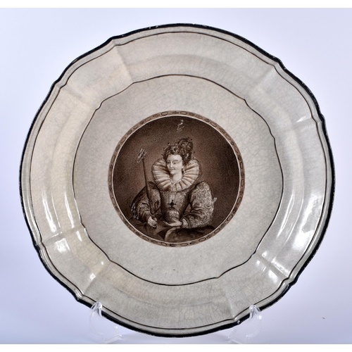 574 - A LARGE PAIR OF 18TH CENTURY CONTINENTAL PORTRAIT PLATES possibly French. 27 cm wide.