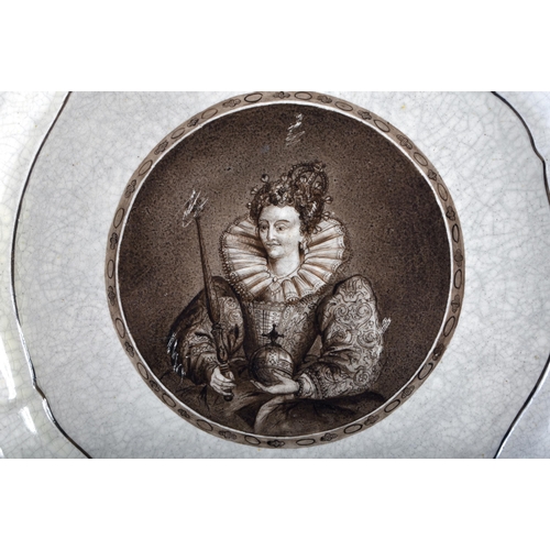 574 - A LARGE PAIR OF 18TH CENTURY CONTINENTAL PORTRAIT PLATES possibly French. 27 cm wide.