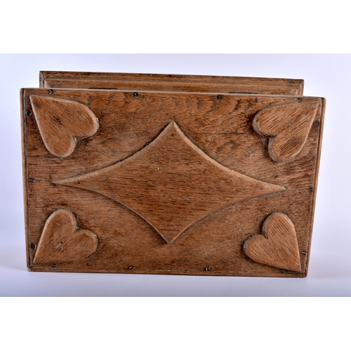 576 - AN ANTIQUE FOLK ART CARVED WOOD CASKET. 40 cm x 18 cm x 28 cm.