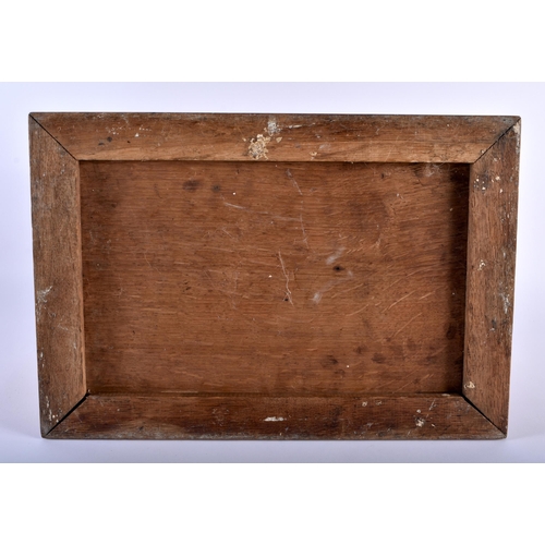 576 - AN ANTIQUE FOLK ART CARVED WOOD CASKET. 40 cm x 18 cm x 28 cm.