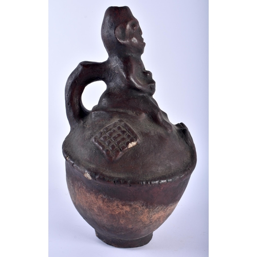 598 - A LARGE SOUTH AMERICAN TRIBAL POTTERY FIGURAL VESSEL. 38 cm x 18 cm.